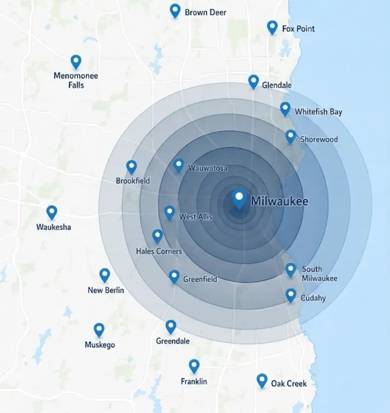 north american radon pros milwaukee radon mitigation service area map 1